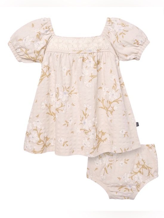 Modern Moments Other - Modern Moments 18M Puff Sleeve Cotton Tan Floral Dress Boho Fall Cottagecore